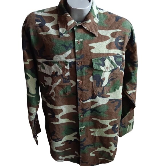 Men's XL Vintage Flannel Shirt Bubba Brand Camouflage Button-Up Long Sleeve 90's - Picture 2 of 5